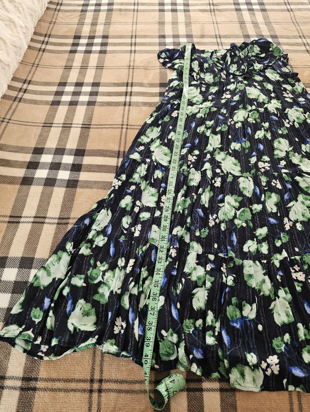 Style & Co. Navy Floral V-Neck Midi Dress with Green Accents - Picture 11 of 11